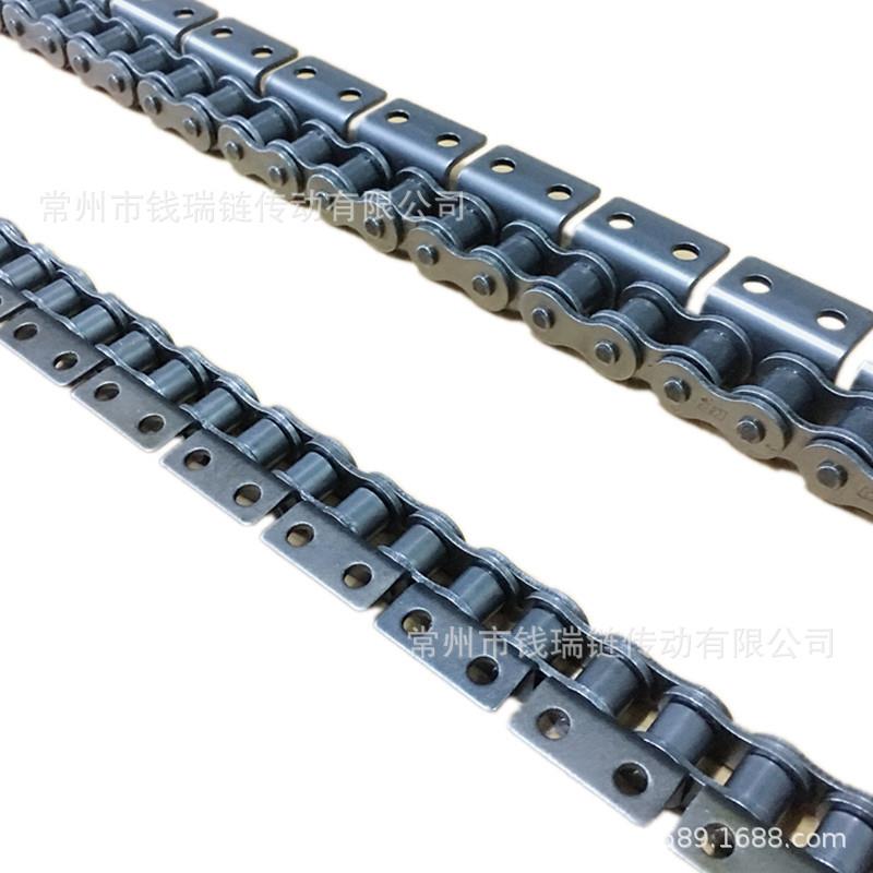 20A单侧弯板双孔输送链条1.2寸单排外侧带耳朵双孔链条RS100链条