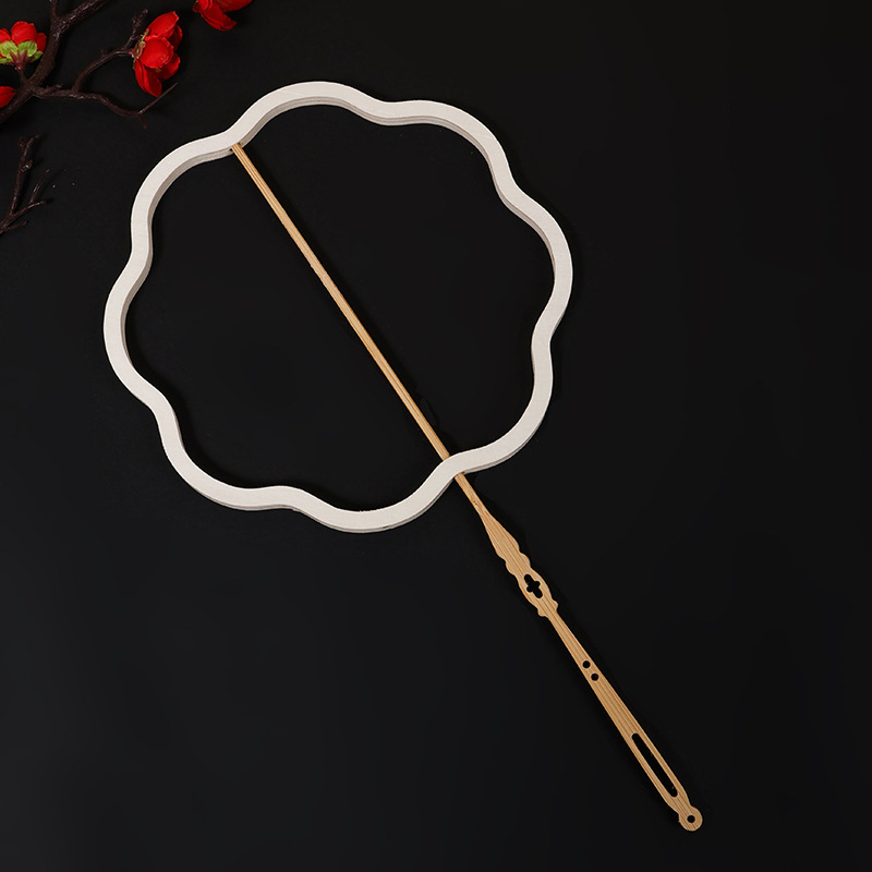 团扇蚕丝扇实木扇框骨架中式古风手工diy材料包制作水扇扇框复古