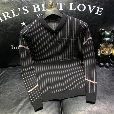 潮男新伊2023年秋季新款有领长袖针织衫轻奢品质时尚毛衣帅气百搭