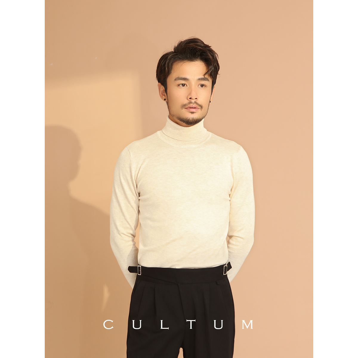 高领毛衣男高级感套头线衣冬季保暖针织羊毛衫修身内搭薄款打底衫