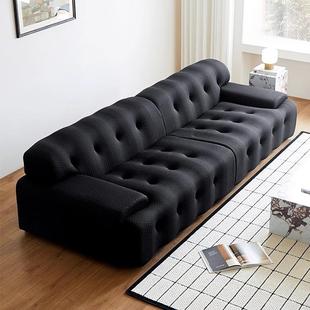 罗奇堡沙发意式 极简风黑色布艺现代简约小户型客厅直排沙发248