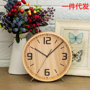 欧式木质静音台钟客厅简约装饰指针座钟桌面创意艺术实木钟表