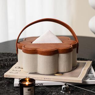 创意花瓣纸巾盒高级感客厅茶几家用高档抽纸盒餐厅商用纸抽收纳盒