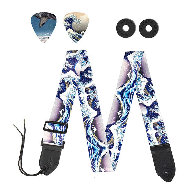 浮世绘梵高星空吉他背带伟大的作品艺术电吉他木吉他贝斯通用配件
