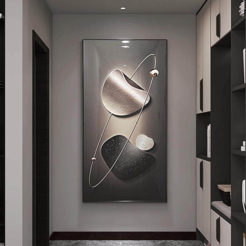 时来运转走廊挂画玄关装饰画过道进门壁画抽象轻奢现代简约高级感