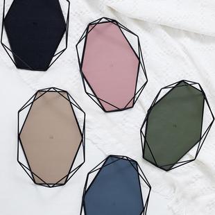 六边形收纳盘玄关钥匙盘 创意几何形首饰托盘 菱形皮质饰品展示盘