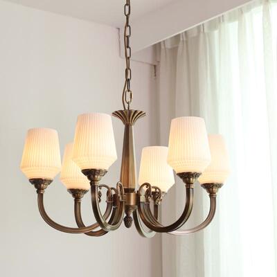 全铜美式餐厅岛台吊灯复古女儿房卧室楼梯灯茶桌吧台球台灯罩朝下