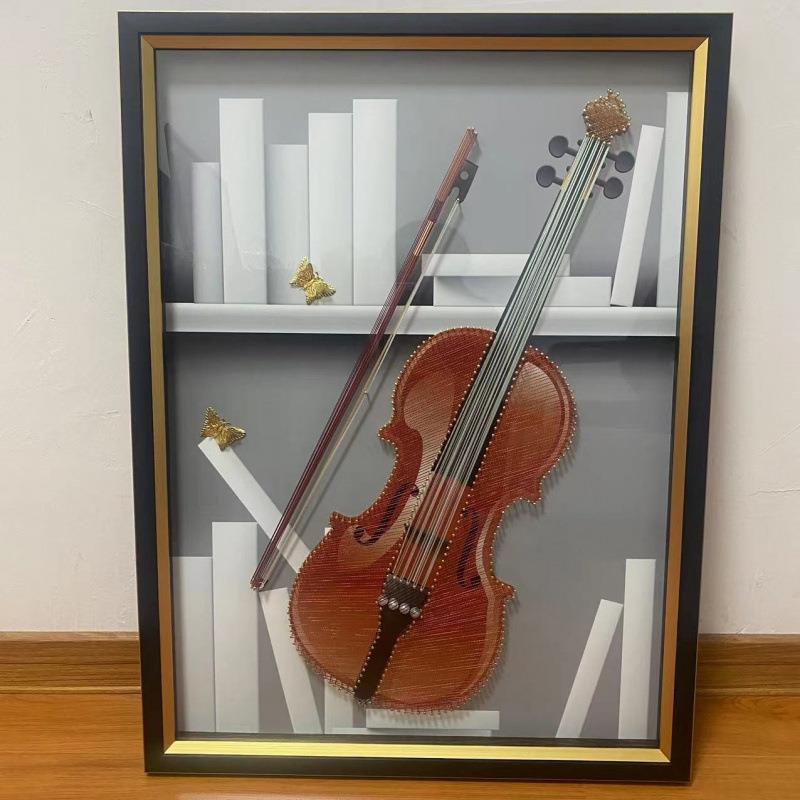 货手工玄关装饰画大幅客厅画轻奢风高档琴房装饰小提琴04