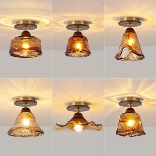 美式覆古走廊吊灯过道吸顶吊灯古色古香Wabi-Sabi风格胡桃木入口