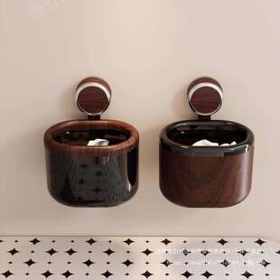 卫生间吸盘中古风垃圾桶壁挂式废弃洗脸巾收纳高颜值桌面纸篓