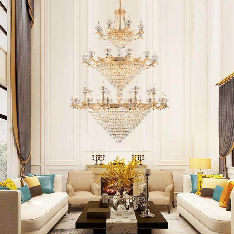欧式轻奢现代水晶吊灯别墅豪宅酒店客厅卧室餐厅复式楼梯蜡烛吊灯