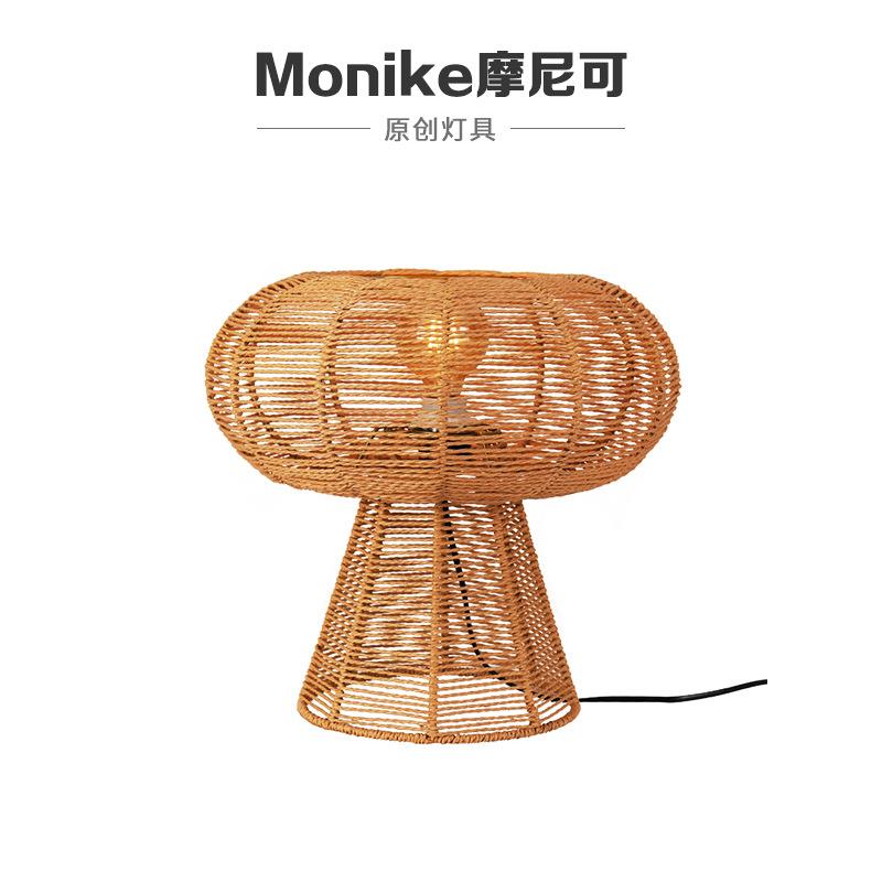 简约酒店民宿led创意装饰台灯跨境设计师落地东南亚麻绳中山灯具