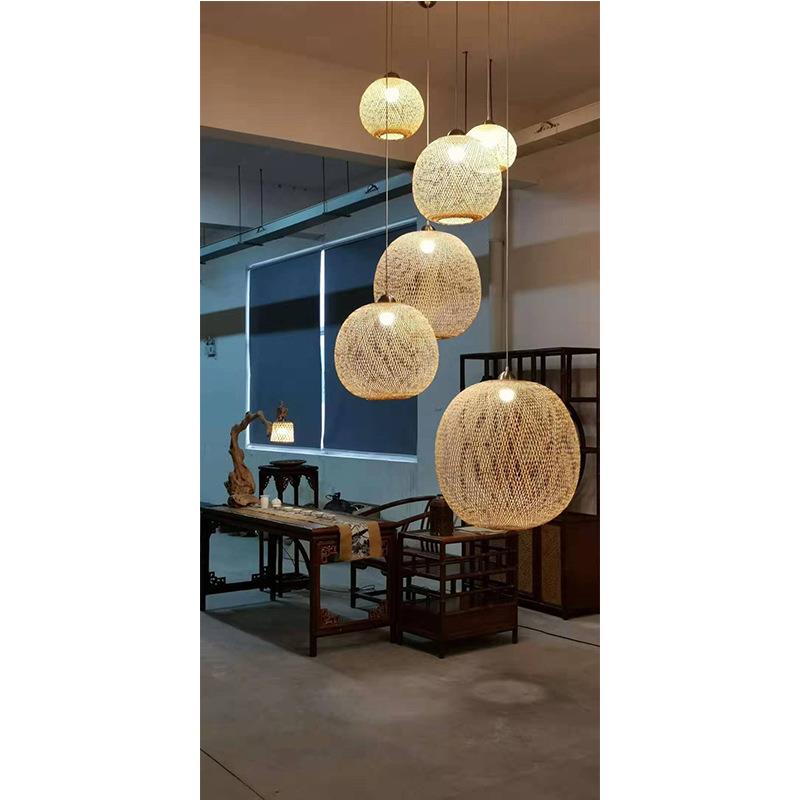 沂水县郯城县沂南县民宿装饰日式鸟巢艺术手工编织竹藤灯笼竹艺灯