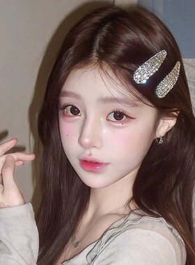 法式千金小香风闪锆水滴羽毛bb夹发夹女精致高级感侧边刘海夹发饰