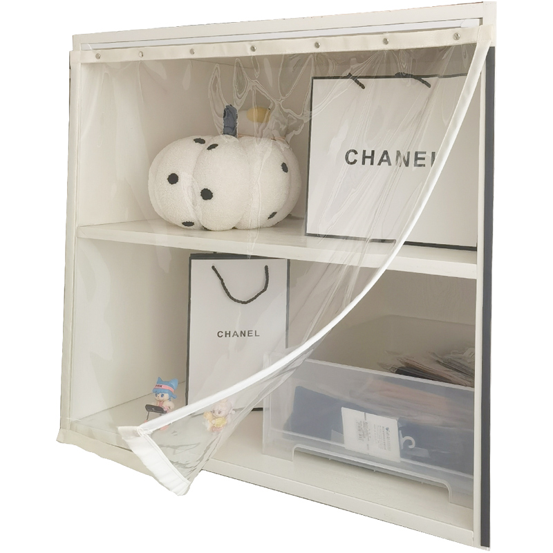 透明防尘帘衣柜开放式衣帽间推拉轨道遮挡帘杂物柜帘子免打孔加装