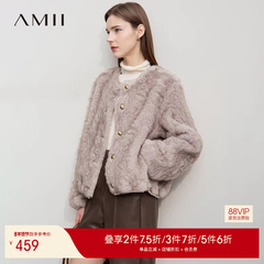 Amii【轻奢风】25冬季新款轻奢仿貂毛皮草外套环保皮草女毛绒外套