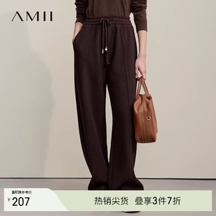长裤 Amii 休闲加绒加直筒休闲裤 25冬韩版 加绒含醋酸绵羊毛