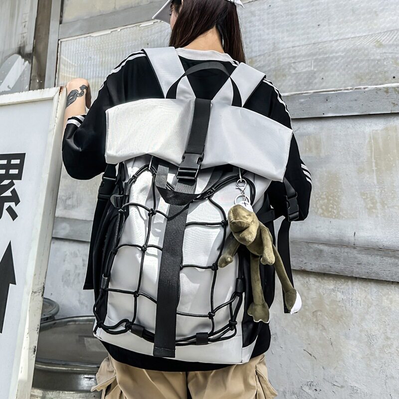 机车风高级感男士双肩包工装潮流
