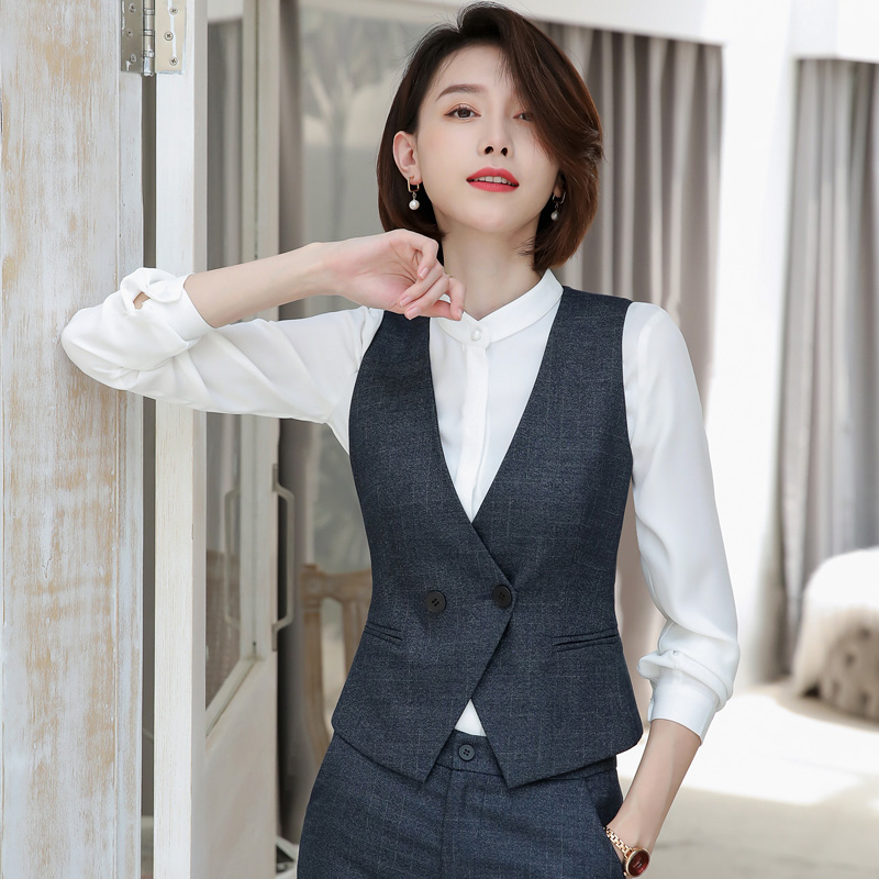 西装马甲女士2024春秋冬灰色马夹背心坎肩外套职业正装工作服