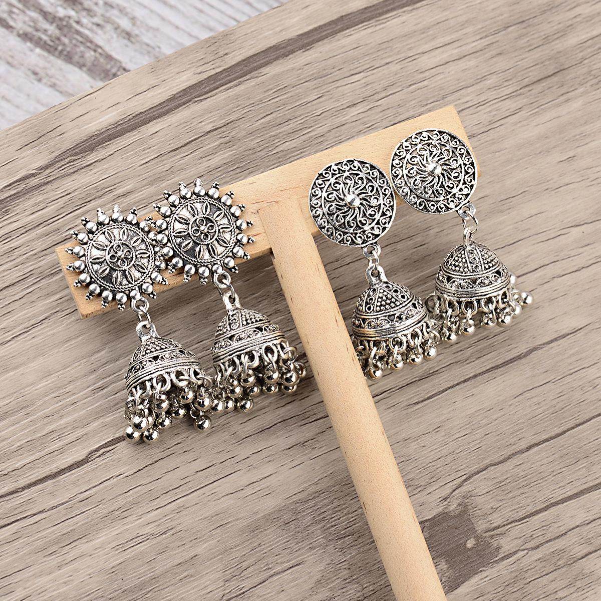 复古少数民族风耳环波西米亚镀合铃铛流苏气质尼泊尔饰品女