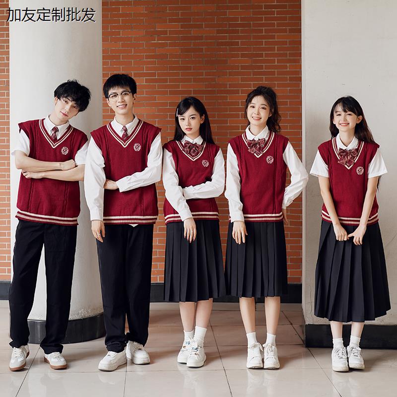 学院风毕业合唱朗诵演出服秋季初高中学生运动会毛衣班服校服套装