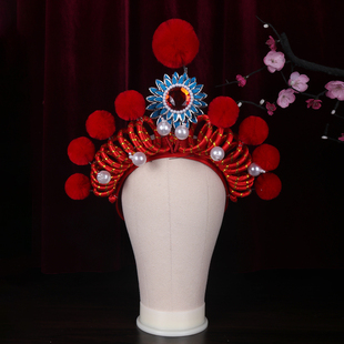 戏曲女兵额子 武旦头盔戏剧打鼓小列子 京剧演出穆桂英花木兰头饰