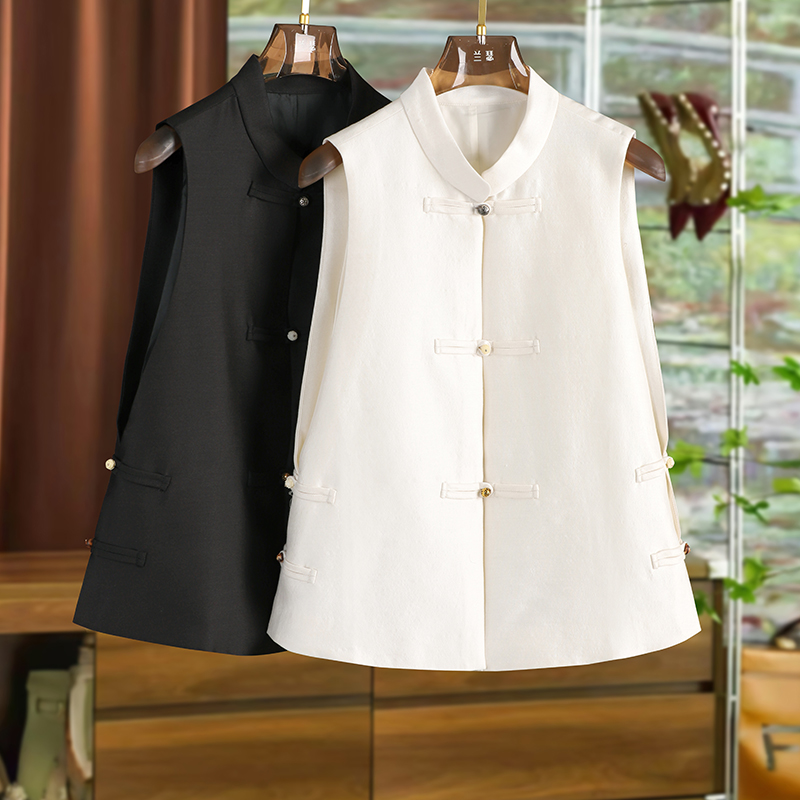 兰瑟桑蚕丝羊毛混纺新中式马甲女