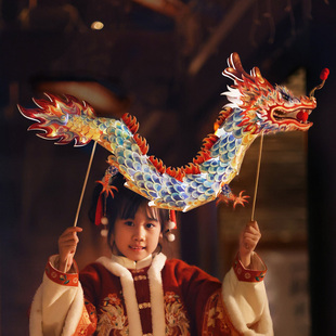 元宵节新年古风花灯手持舞龙灯儿童手提灯笼手工diy活动团建表演