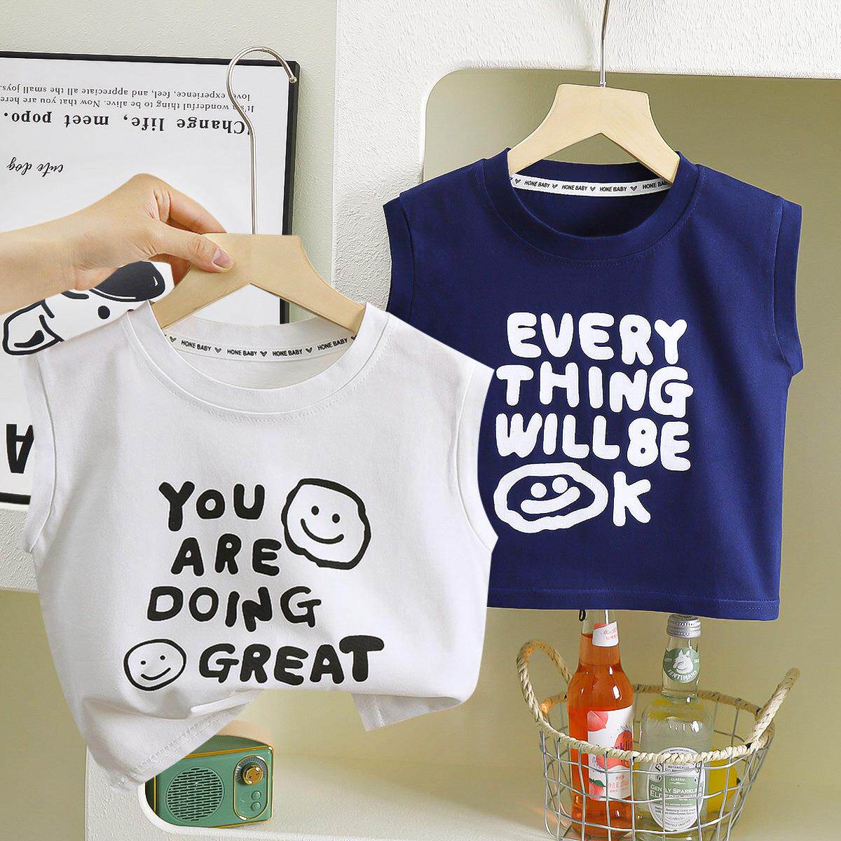 儿童背心夏季宝宝大童夏款外穿无袖打底女童男童A类纯棉上衣婴童