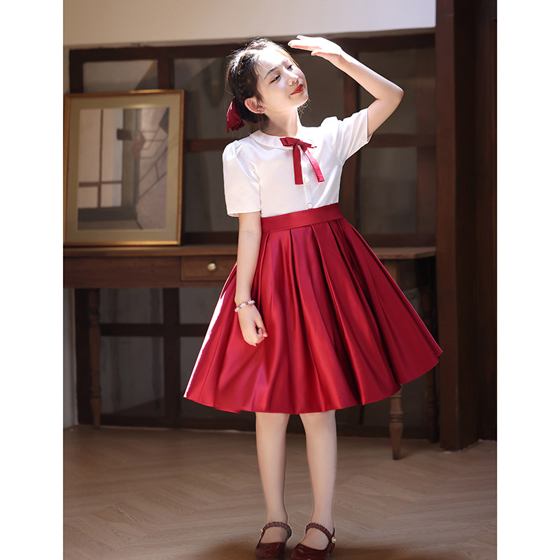 儿童大合唱团体演出服女童中小学生主持人诗歌朗诵唱歌表演服装