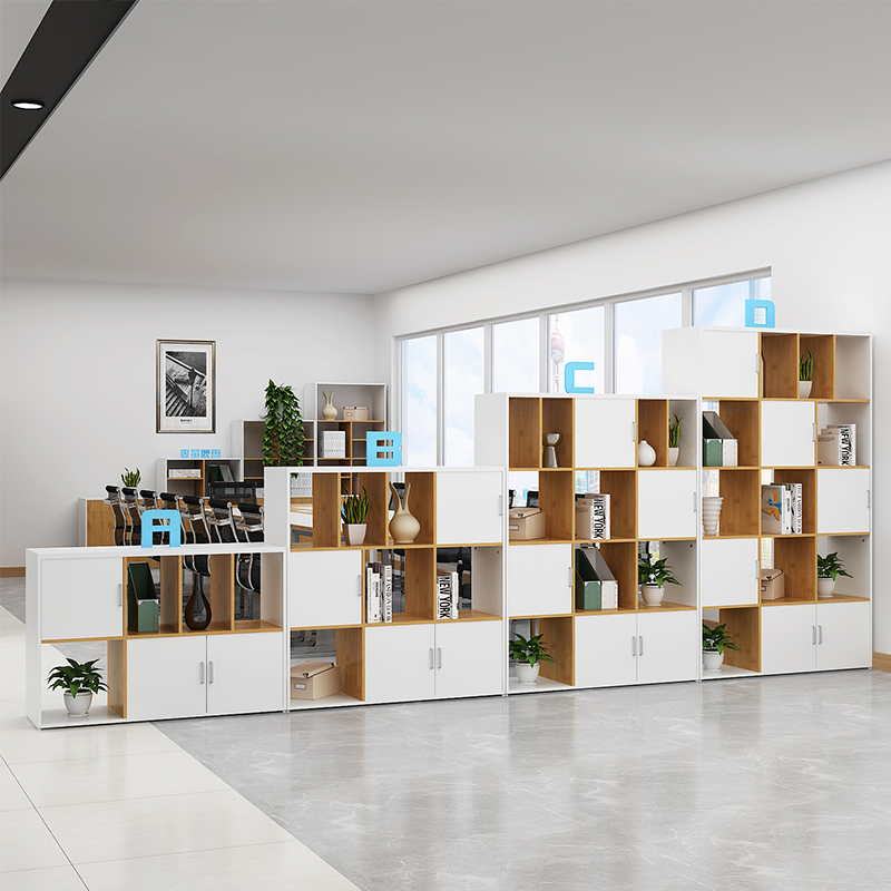 极速重庆工厂定制办公p室隔断柜双面组合木质书架置物柜格子镂空