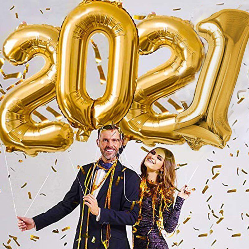 极速Graduation 2021 Party Decoration Black Gold SFoil Number