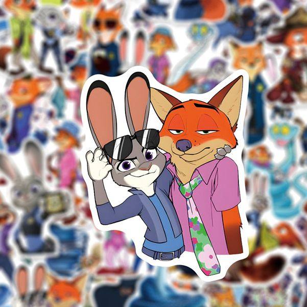 100张疯狂动物城卡通动漫可爱兔子朱迪尼克周边贴画diy桌面手机壳