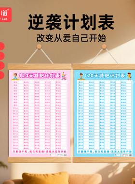 【记忆猫】60/100天减肥打卡记录表瘦身自律打卡挂图减肥拖延症监督体重计划