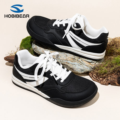 HOBIBEAR男士宽楦鞋2026新款德训鞋秋季网面透气宽脚鞋时尚宽头鞋