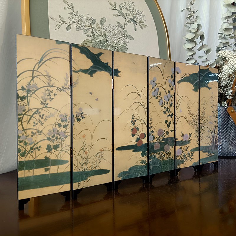 中古风书房桌面小屏风摆件复古创意侘寂风礼品古典漆器艺术工艺品