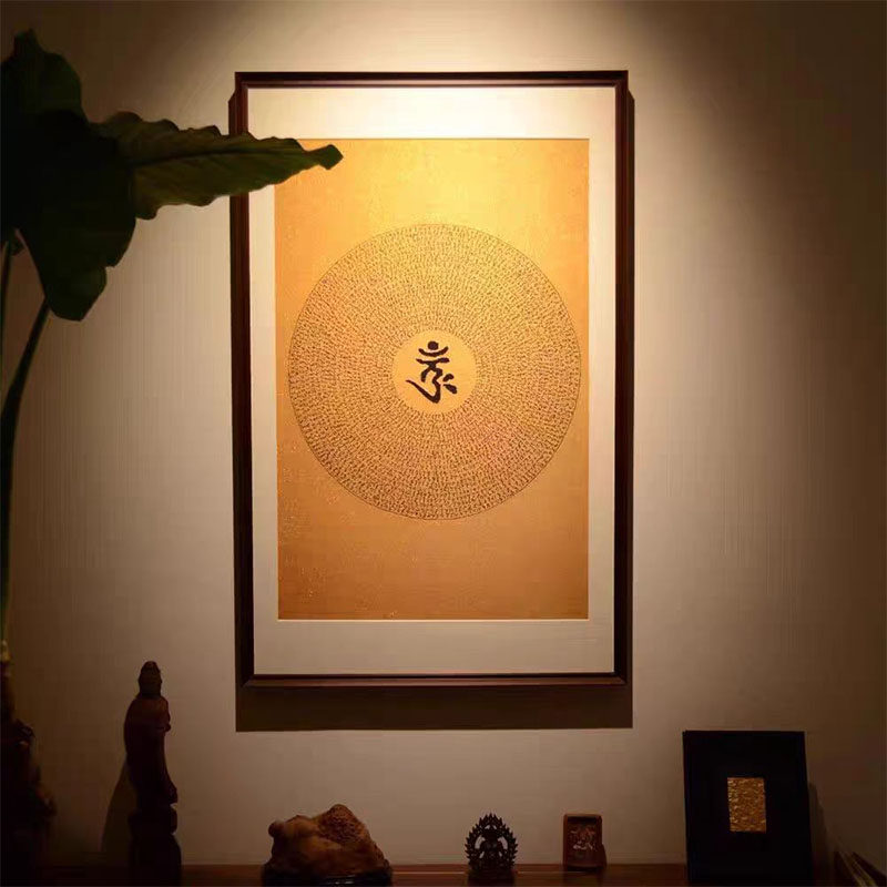楞严咒西藏唐卡中古挂画中式风民族风人物沙发背景墙壁画装饰画