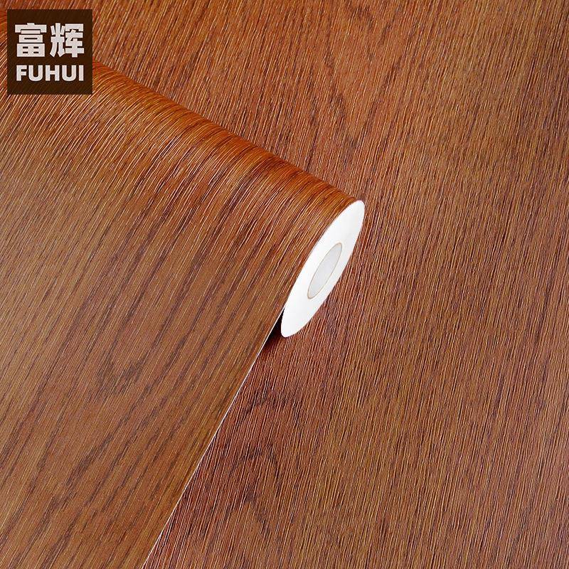 木纹贴纸防水壁纸自粘墙纸家具柜子桌面翻新贴纸中式棕色木纹50米