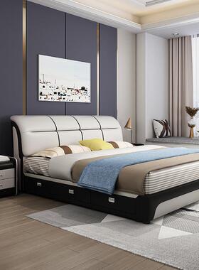 轻床物现代奢床艺降实木首双人床框架直木框单布简约科技床储双人