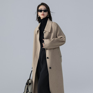 【刘雯同款】2025秋冬季新款双面羊绒毛大衣女中长款过膝韩版宽松