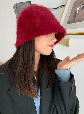 极速2020 Hat winter wqomens fashion Solid color rabbit fur