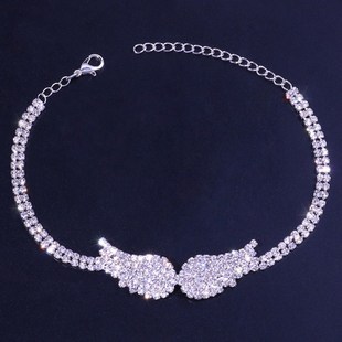 layer aAnklet Angel 极速Full beach multi wings ankle diamond