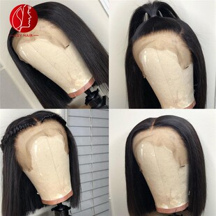 Hair straight 极速Peruvian Human bangs wigU bobo real short