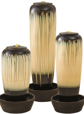 极速景德镇陶瓷流水摆件循环水办公室装饰庭N院瀑布景观落地鱼池