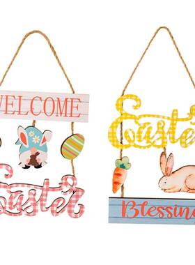 极速Wooden Happy Easter PendantD Bunny Welcome Sign Indoor