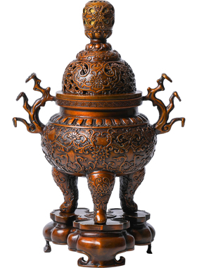 极速仿古特大号三足香炉纯铜香炉家用室内K沉香熏香炉盘香炉蚊香