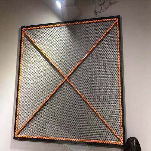 新品。屏风隔断镂空吊p顶工业风菱形网格片加密铁丝网片装饰墙小