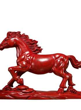 极速新款红花梨实木雕刻生肖马摆B件红木马到成功家居客厅办公室