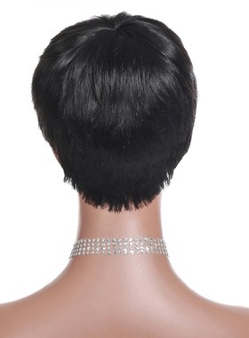 极速Short Bob Wig Straight Human Hair Wigs With BUangs Non L