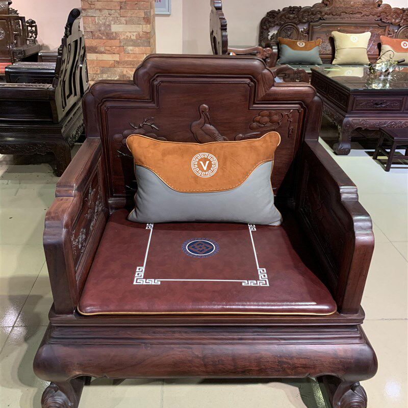 极速中式红木沙发皮坐垫实木家具木椅子双面N四季通用防水耐脏防